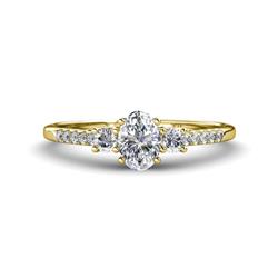 Arista Classic Oval Cut and Round Diamond Three Stone Engagement Ring Oval Cut and Round Diamond ctw Womens Three Stone Engagement Ring K Yellow Gold