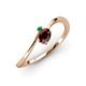 3 - Lucie Bold Oval Cut Red Garnet and Round Emerald 2 Stone Promise Ring 