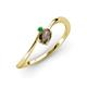 3 - Lucie Bold Oval Cut Smoky Quartz and Round Emerald 2 Stone Promise Ring 