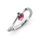 3 - Lucie Bold Oval Cut Pink Tourmaline and Round Emerald 2 Stone Promise Ring 