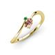 3 - Lucie Bold Oval Cut Morganite and Round Emerald 2 Stone Promise Ring 
