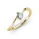 3 - Lucie Bold Oval Cut White Sapphire and Round Green Garnet 2 Stone Promise Ring 