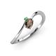 3 - Lucie Bold Oval Cut Smoky Quartz and Round Green Garnet 2 Stone Promise Ring 