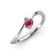 3 - Lucie Bold Oval Cut Rhodolite Garnet and Round Green Garnet 2 Stone Promise Ring 