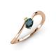 3 - Lucie Bold Oval Cut London Blue Topaz and Round Peridot 2 Stone Promise Ring 