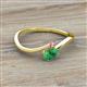 2 - Lucie Bold Oval Cut Emerald and Round Pink Sapphire 2 Stone Promise Ring 
