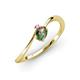 3 - Lucie Bold Oval Cut Lab Created Alexandrite and Round Pink Sapphire 2 Stone Promise Ring 