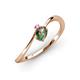 3 - Lucie Bold Oval Cut Lab Created Alexandrite and Round Pink Sapphire 2 Stone Promise Ring 