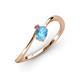 3 - Lucie Bold Oval Cut Blue Topaz and Round Pink Tourmaline 2 Stone Promise Ring 