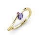 3 - Lucie Bold Oval Cut Iolite and Round Pink Tourmaline 2 Stone Promise Ring 