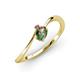 3 - Lucie Bold Oval Cut Lab Created Alexandrite and Round Pink Tourmaline 2 Stone Promise Ring 