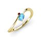 3 - Lucie Bold Oval Cut Blue Topaz and Round Red Garnet 2 Stone Promise Ring 