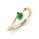 3 - Lucie Bold Oval Cut Emerald and Round Red Garnet 2 Stone Promise Ring 