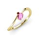 3 - Lucie Bold Oval Cut Pink Sapphire and Round Red Garnet 2 Stone Promise Ring 
