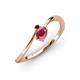 3 - Lucie Bold Oval Cut Rhodolite Garnet and Round Red Garnet 2 Stone Promise Ring 