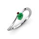 3 - Lucie Bold Oval Cut Emerald and Round Red Garnet 2 Stone Promise Ring 