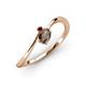3 - Lucie Bold Oval Cut Smoky Quartz and Round Red Garnet 2 Stone Promise Ring 