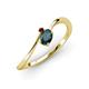 3 - Lucie Bold Oval Cut London Blue Topaz and Round Red Garnet 2 Stone Promise Ring 