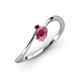 3 - Lucie Bold Oval Cut Rhodolite Garnet and Round Red Garnet 2 Stone Promise Ring 