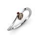 3 - Lucie Bold Oval Cut Smoky Quartz and Round Red Garnet 2 Stone Promise Ring 