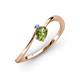 3 - Lucie Bold Oval Cut Peridot and Round Tanzanite 2 Stone Promise Ring 