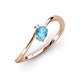 3 - Lucie Bold Oval Cut Blue Topaz and Round White Sapphire 2 Stone Promise Ring 
