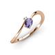3 - Lucie Bold Oval Cut Iolite and Round White Sapphire 2 Stone Promise Ring 