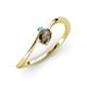 3 - Lucie Bold Oval Cut Smoky Quartz and Round Blue Topaz 2 Stone Promise Ring 