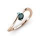 3 - Lucie Bold Oval Cut London Blue Topaz and Round Blue Topaz 2 Stone Promise Ring 