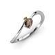 3 - Lucie Bold Oval Cut Smoky Quartz and Round Citrine 2 Stone Promise Ring 