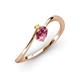 3 - Lucie Bold Oval Cut Pink Tourmaline and Round Yellow Sapphire 2 Stone Promise Ring 