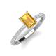 4 - Charlotte Desire 8x6 mm Emerald Cut Citrine and Round Diamond Hidden Halo Engagement Ring 