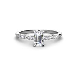 Silvia Desire x Emerald Cut and Round Diamond Engagement Ring Emerald Cut x and Round Diamond ctw Womens Engagement Ring K White Gold