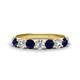 1 - Kathleen 3.40 mm Round Blue Sapphire and Diamond 7 Stone Wedding Band 