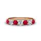 1 - Kathleen 3.40 mm Round Ruby and Diamond 7 Stone Wedding Band 