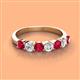 2 - Kathleen 3.40 mm Round Ruby and Diamond 7 Stone Wedding Band 