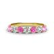 1 - Kathleen 3.40 mm Round Pink Sapphire and Diamond 7 Stone Wedding Band 