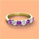 2 - Kathleen 3.40 mm Round Amethyst and Diamond 7 Stone Wedding Band 