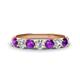 1 - Kathleen 3.40 mm Round Amethyst and Diamond 7 Stone Wedding Band 