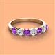 2 - Kathleen 3.40 mm Round Amethyst and Diamond 7 Stone Wedding Band 