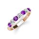 3 - Kathleen 3.40 mm Round Amethyst and Diamond 7 Stone Wedding Band 