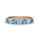 1 - Kathleen 3.40 mm Round Blue Topaz and Diamond 7 Stone Wedding Band 