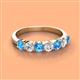 2 - Kathleen 3.40 mm Round Blue Topaz and Diamond 7 Stone Wedding Band 