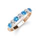 3 - Kathleen 3.40 mm Round Blue Topaz and Diamond 7 Stone Wedding Band 