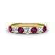 1 - Kathleen 3.40 mm Round Rhodolite Garnet and Diamond 7 Stone Wedding Band 