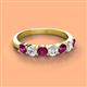 2 - Kathleen 3.40 mm Round Rhodolite Garnet and Diamond 7 Stone Wedding Band 