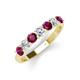 3 - Kathleen 3.40 mm Round Rhodolite Garnet and Diamond 7 Stone Wedding Band 