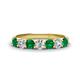 1 - Kathleen 3.40 mm Round Emerald and Diamond 7 Stone Wedding Band 