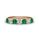 1 - Kathleen 3.40 mm Round Emerald and Diamond 7 Stone Wedding Band 