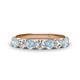 1 - Kathleen 3.40 mm Round Aquamarine and Diamond 7 Stone Wedding Band 